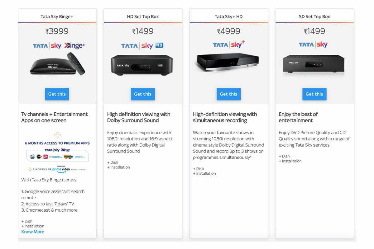Tata Sky Set-Top Boxes Now Available in 4 Variants for New Users