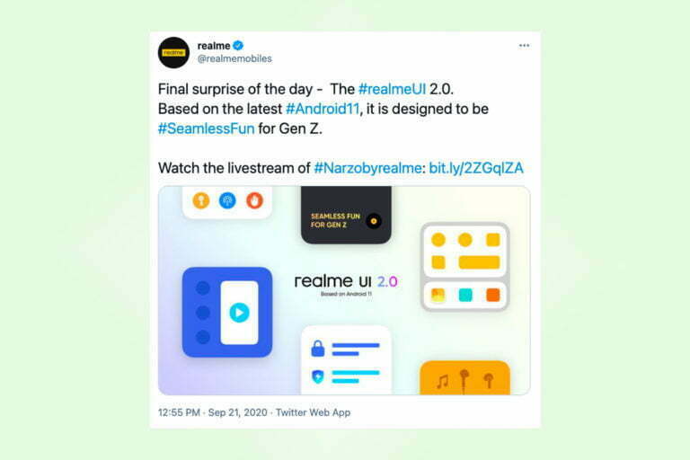 Realme Rolls Out UI 2.0 Based on Android 11 for Narzo 20